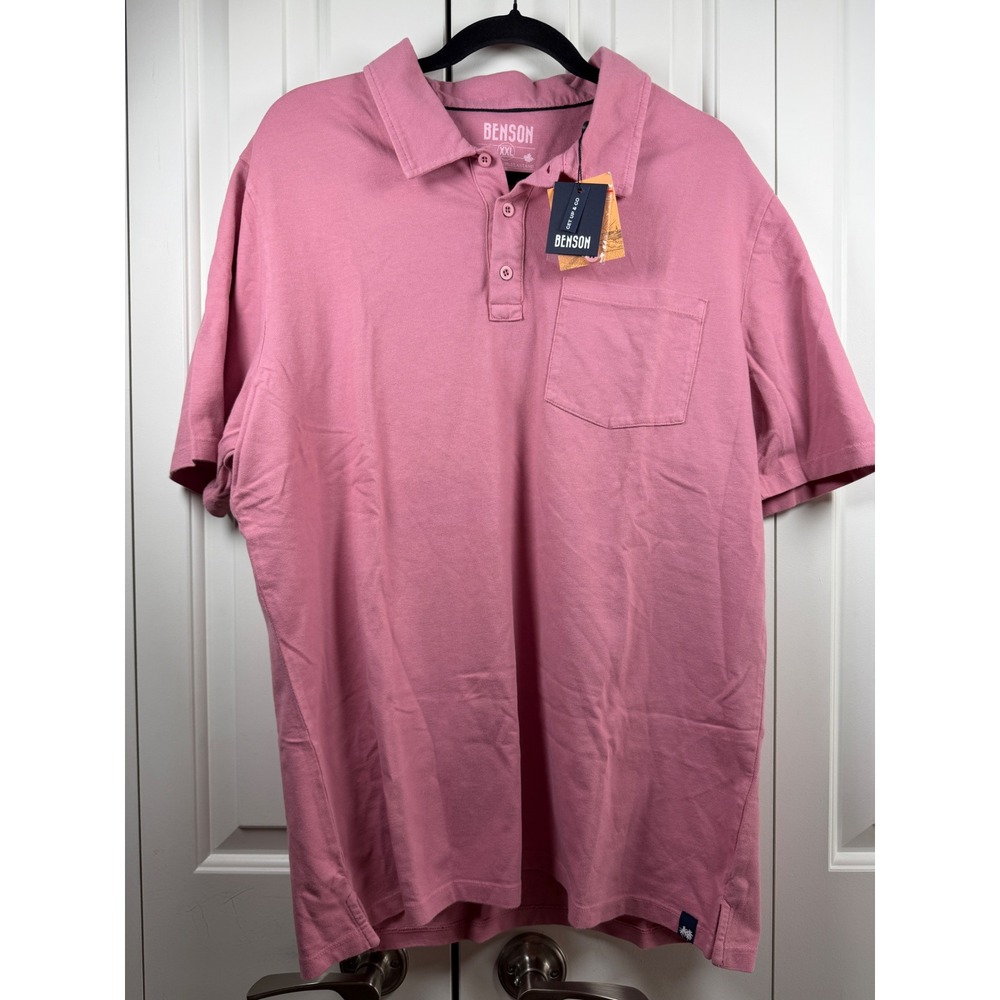 Benson Mens XXL Pink Pique Short Sleeve Pocket Polo Shirt New With Tags